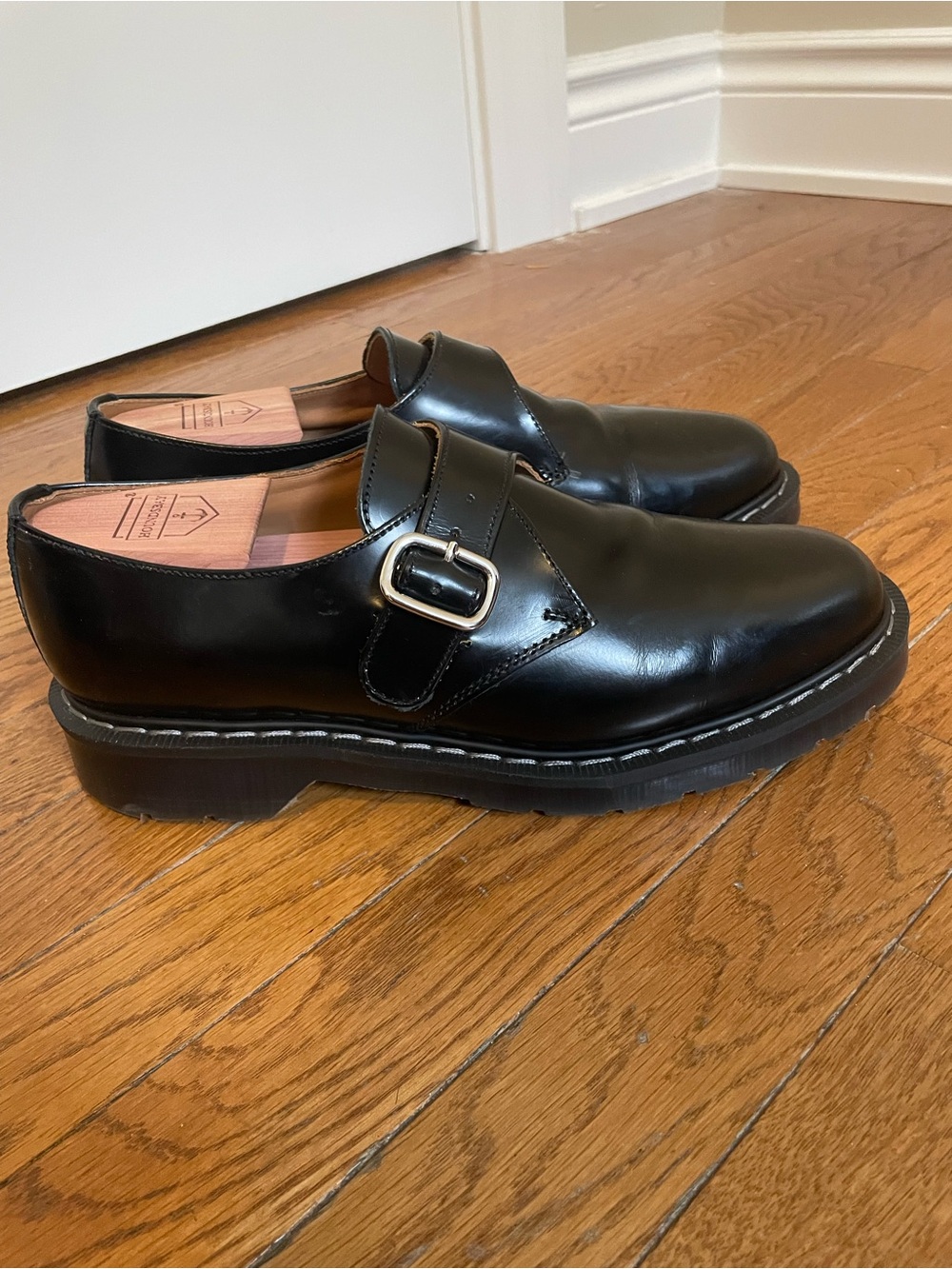 Solovair Black Leather Monk Strap Men's Dress Shoes